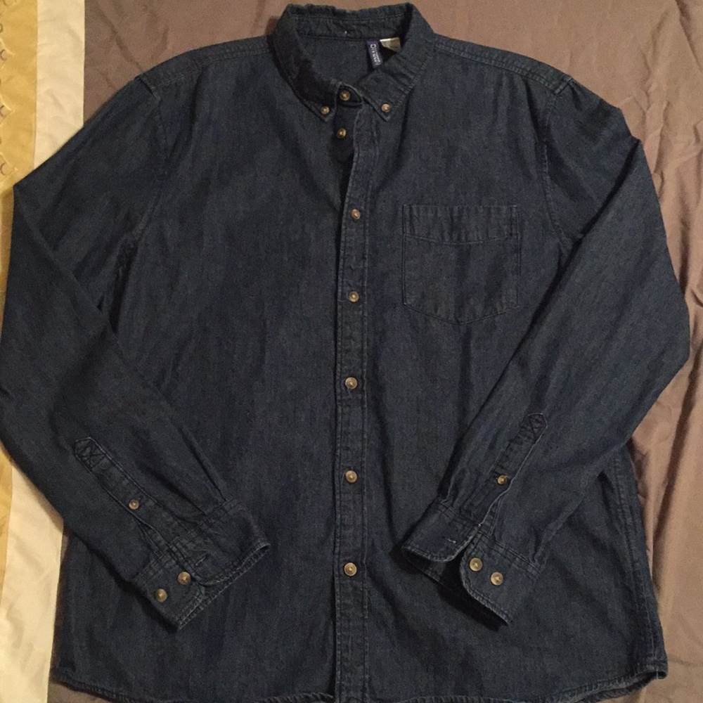 Blue Jean Casual Button Down Shirt Size L
